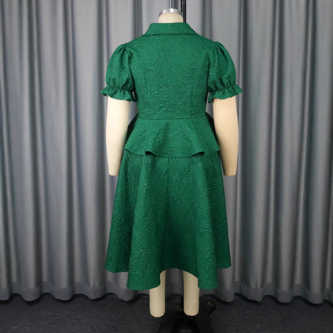 Damen elegantes Kleid mit Vintage-Details und voluminösem Rock Drune