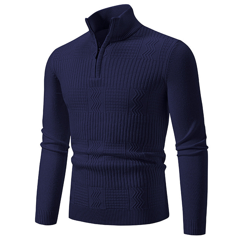 Herren Strukturierter Halbzip-Mockneck-Pullover mit Zopfmuster Drune