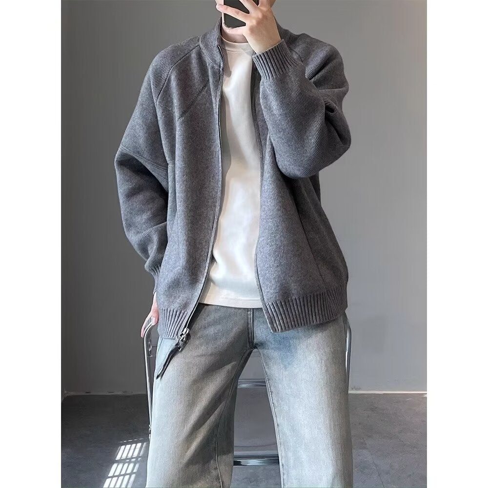 Herren Elegante Strickjacke mit Stehkragen Drune
