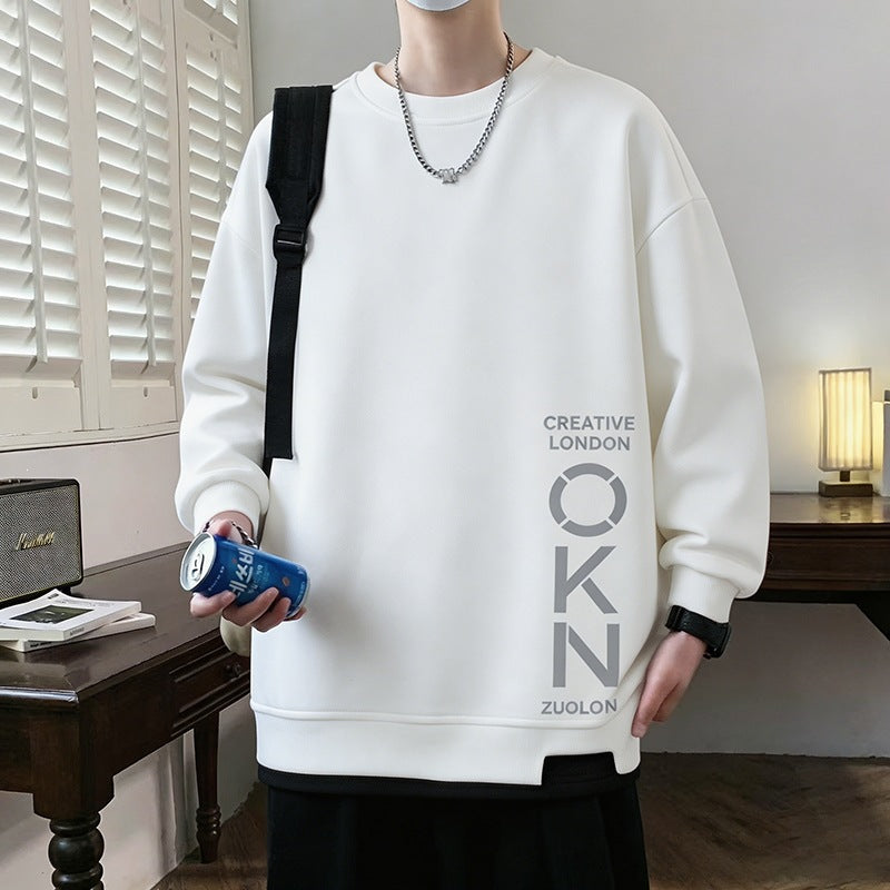 Herren Oversize‑Sweatshirt mit kontrastierenden Ärmeln, Rundhalsausschnitt & Labelpatch Drune