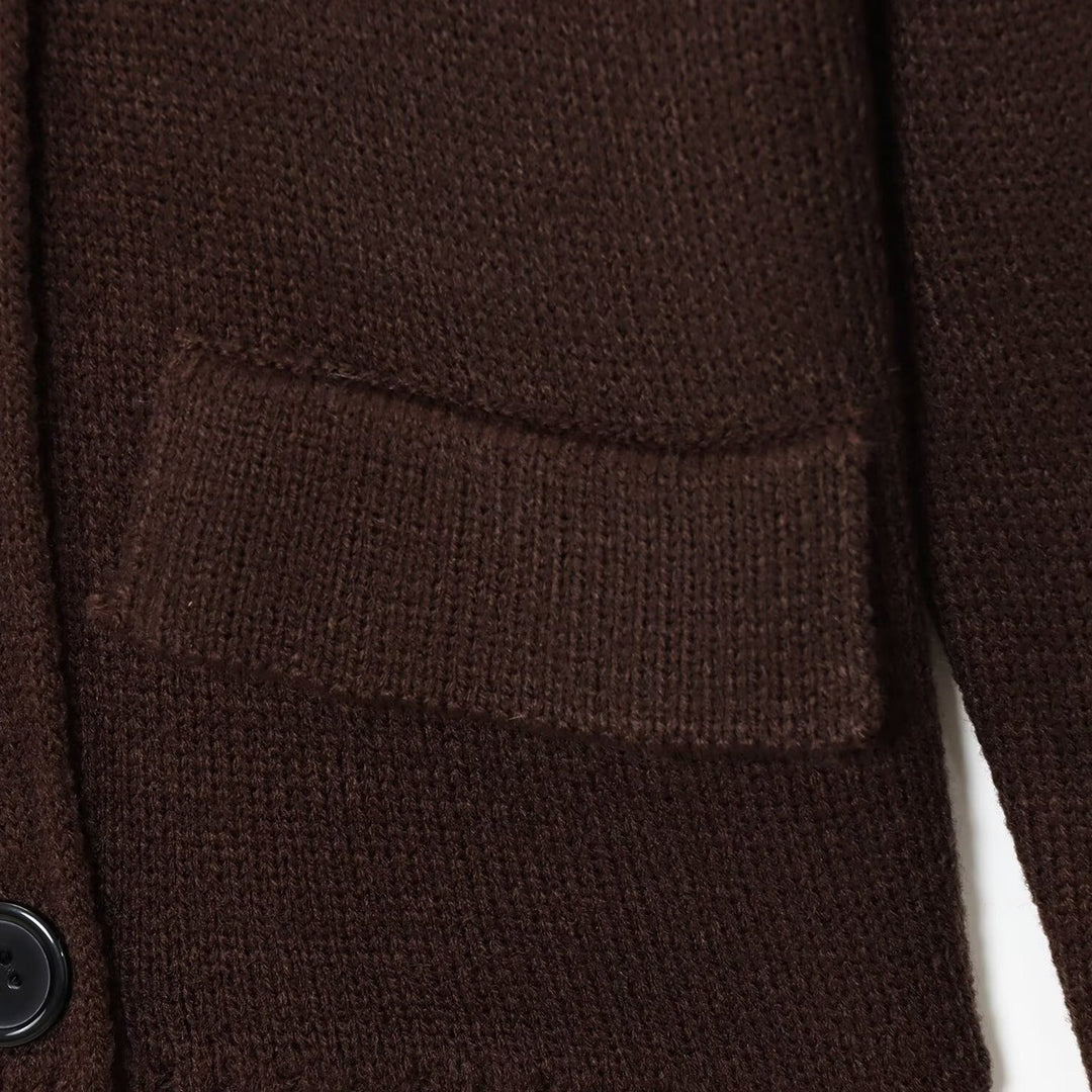 Damen elegante Strickjacke mit doppelter Knopfleiste und praktischen Taschen Drune