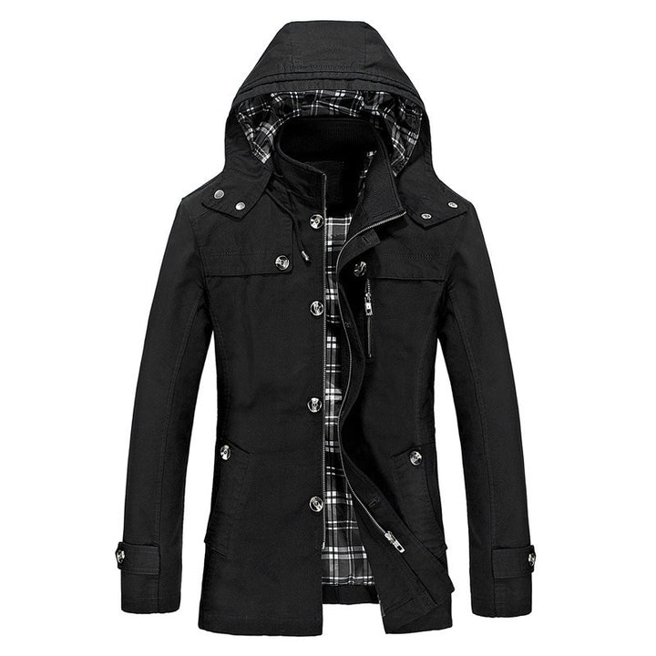 Herren nan wasserabweisende Kapuzen-Fieldjacke mit kariertem Thermofutter, verdeckter Reißverschlussleiste und funktionalen Taschen Drune