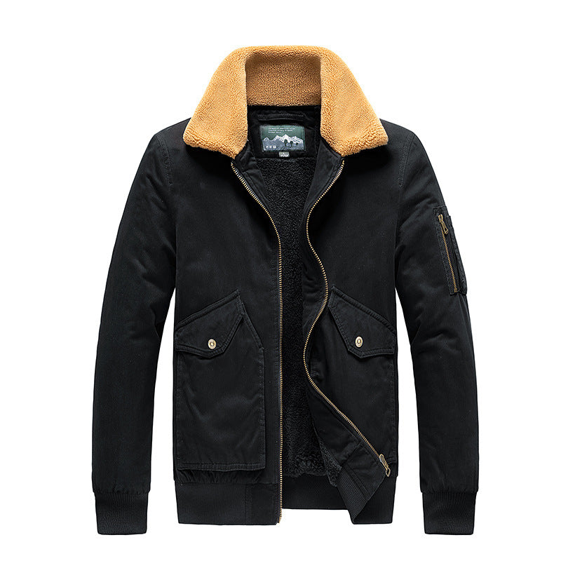 Herren Pilotenblouson mit Sherpa-Futter und Umlegekragen Drune