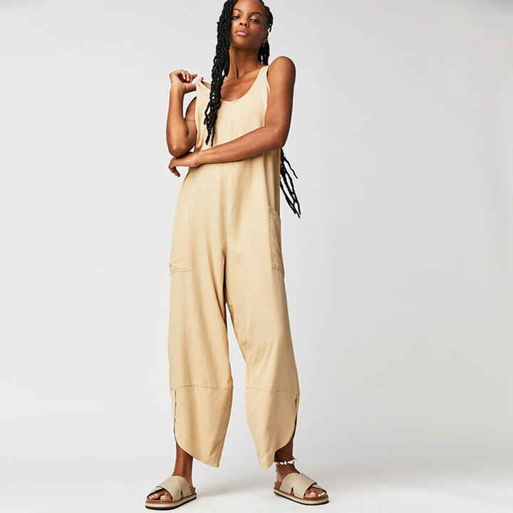 Damen Lässiger Jumpsuit mit weitem Bein und seitlichen Taschen Drune