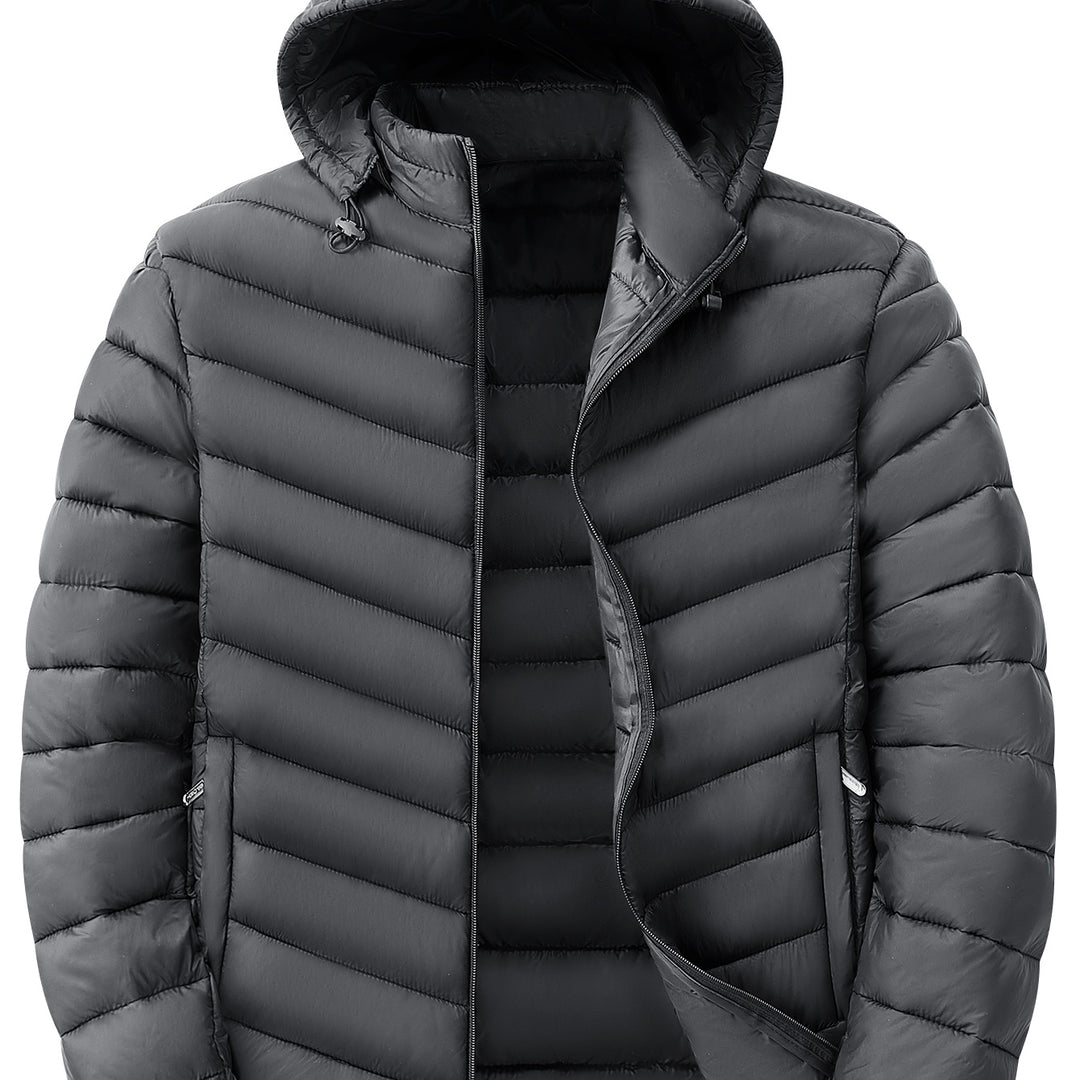 Herren Ultraleichte gesteppte Kapuzenjacke mit Thermofüllung & Packable‑Design Drune