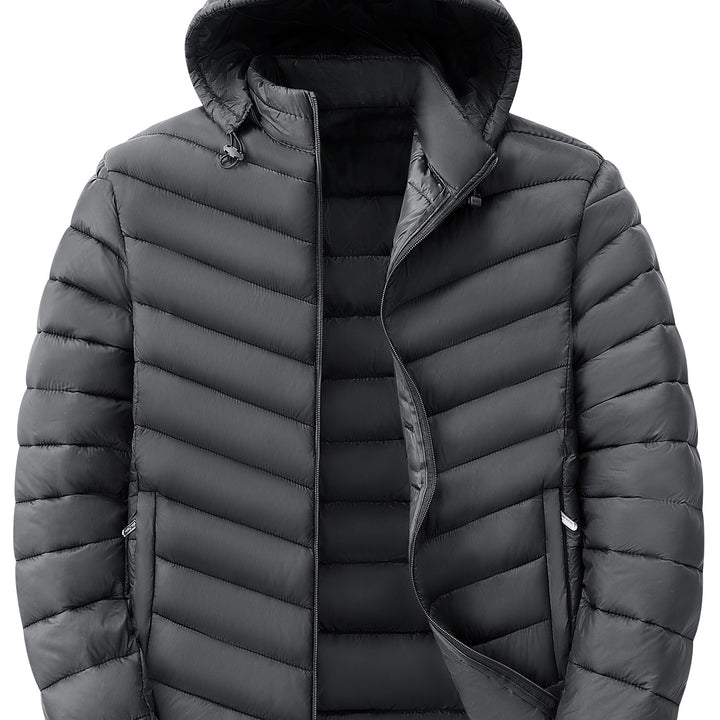 Herren Ultraleichte gesteppte Kapuzenjacke mit Thermofüllung & Packable‑Design Drune