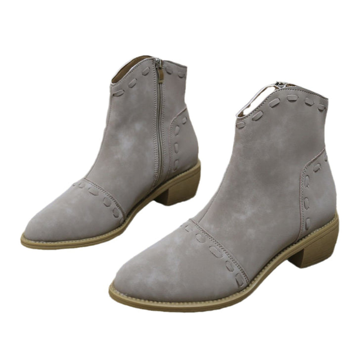 Damen elegante Stiefeletten mit modischen Ziernähten und praktischen Reißverschluss Drune