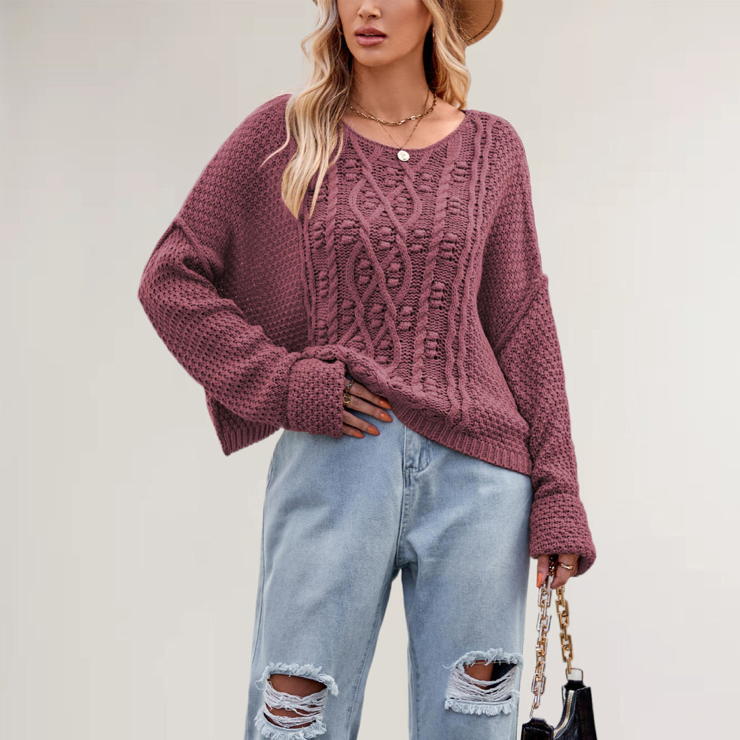 Damen Strickpullover mit strukturiertem Zopfmuster Drune