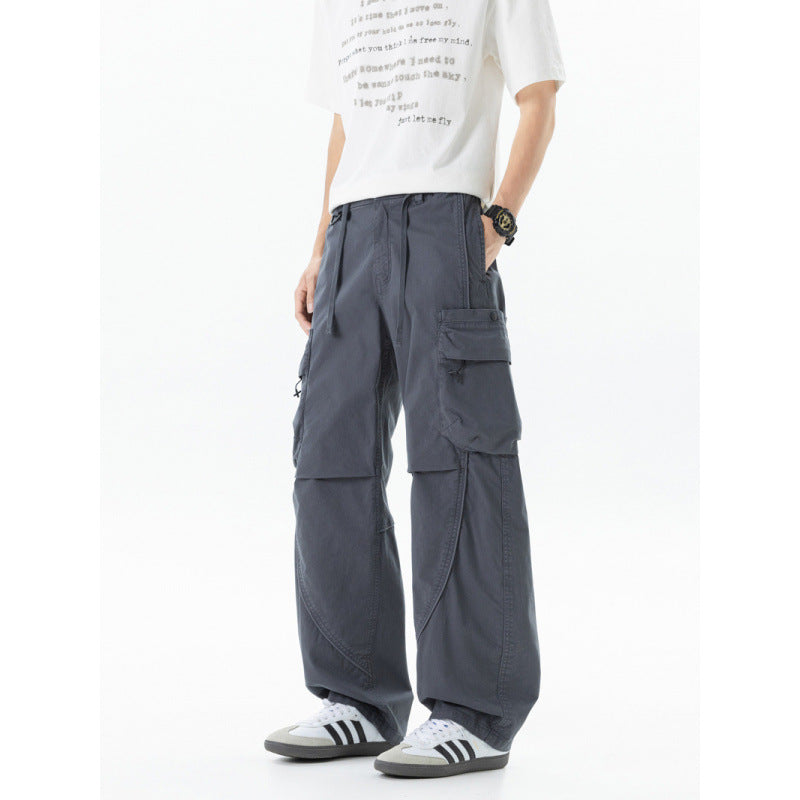 Herren weite Cargo-Hose im Baggy‑Schnitt mit Utility‑Taschen und Kordelbund Drune