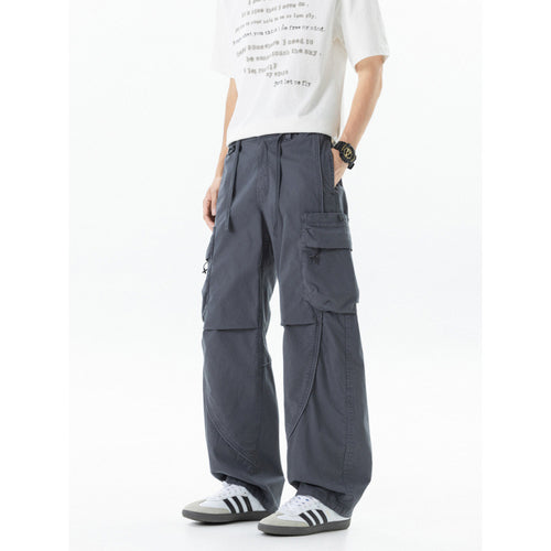 Herren weite Cargo-Hose im Baggy‑Schnitt mit Utility‑Taschen und Kordelbund Drune