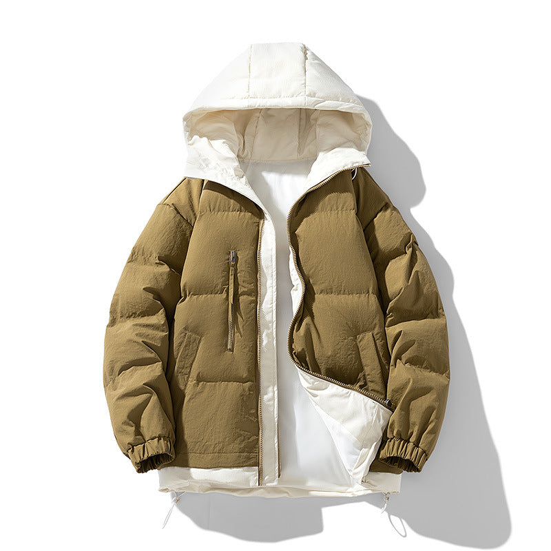 Unisex  reversible insulated hooded puffer jacket with zip utility pockets Drune