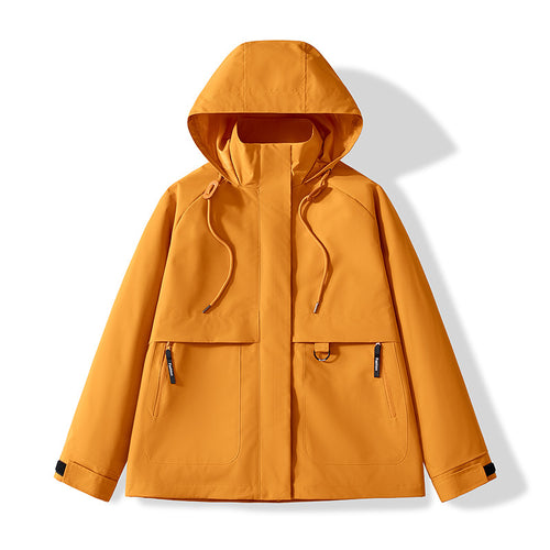Herren Minimalistische Funktions-Kapuzenjacke mit verdeckten Reißverschlusstaschen & Kordelzug Drune