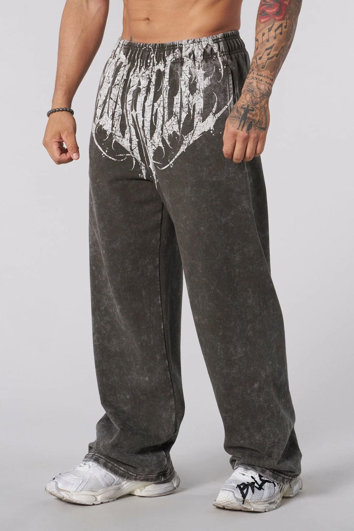 Herren nan weiche gewaschene Jogginghose mit weitem Schnitt und elastischem Bund Drune