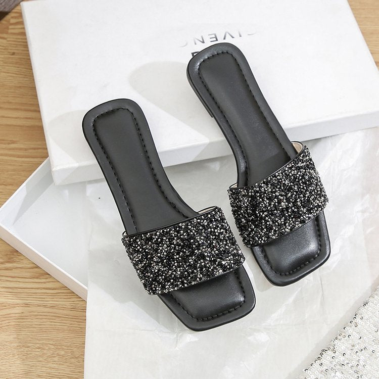 Damen elegante Strass-Pantoletten Drune