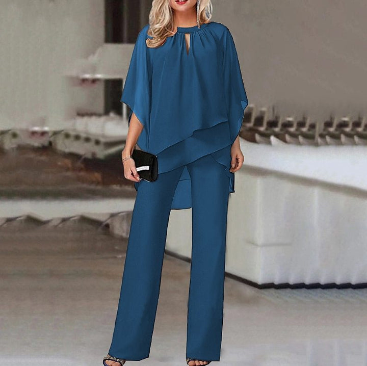 Drune | Elegantes Baumwoll-Chiffon-Set [Top + Hose]