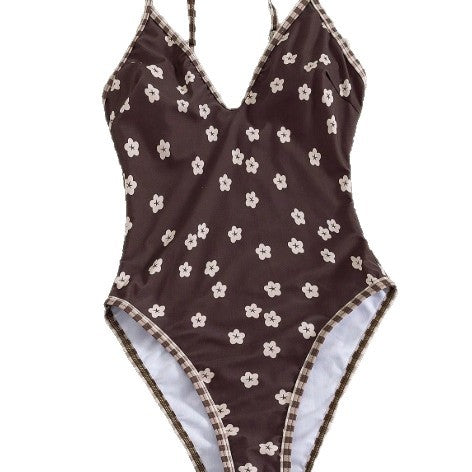Damen Einteiler Badeanzug mit floralem Muster Drune