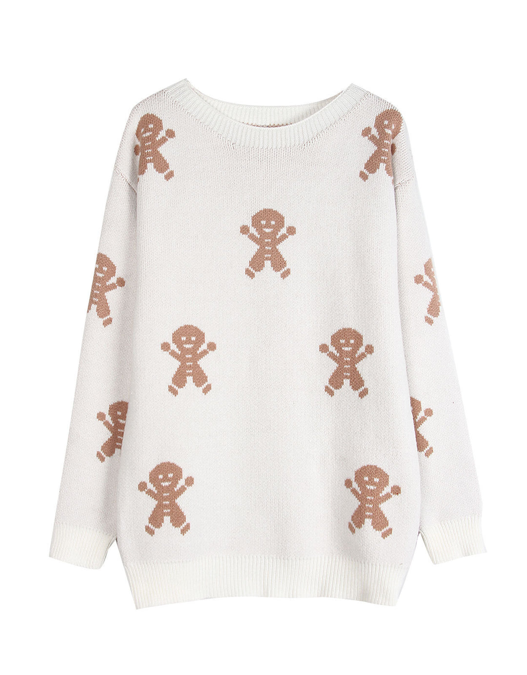 Damen Strickpullover mit festlichem Lebkuchenmotiv und weitem Schnitt Drune