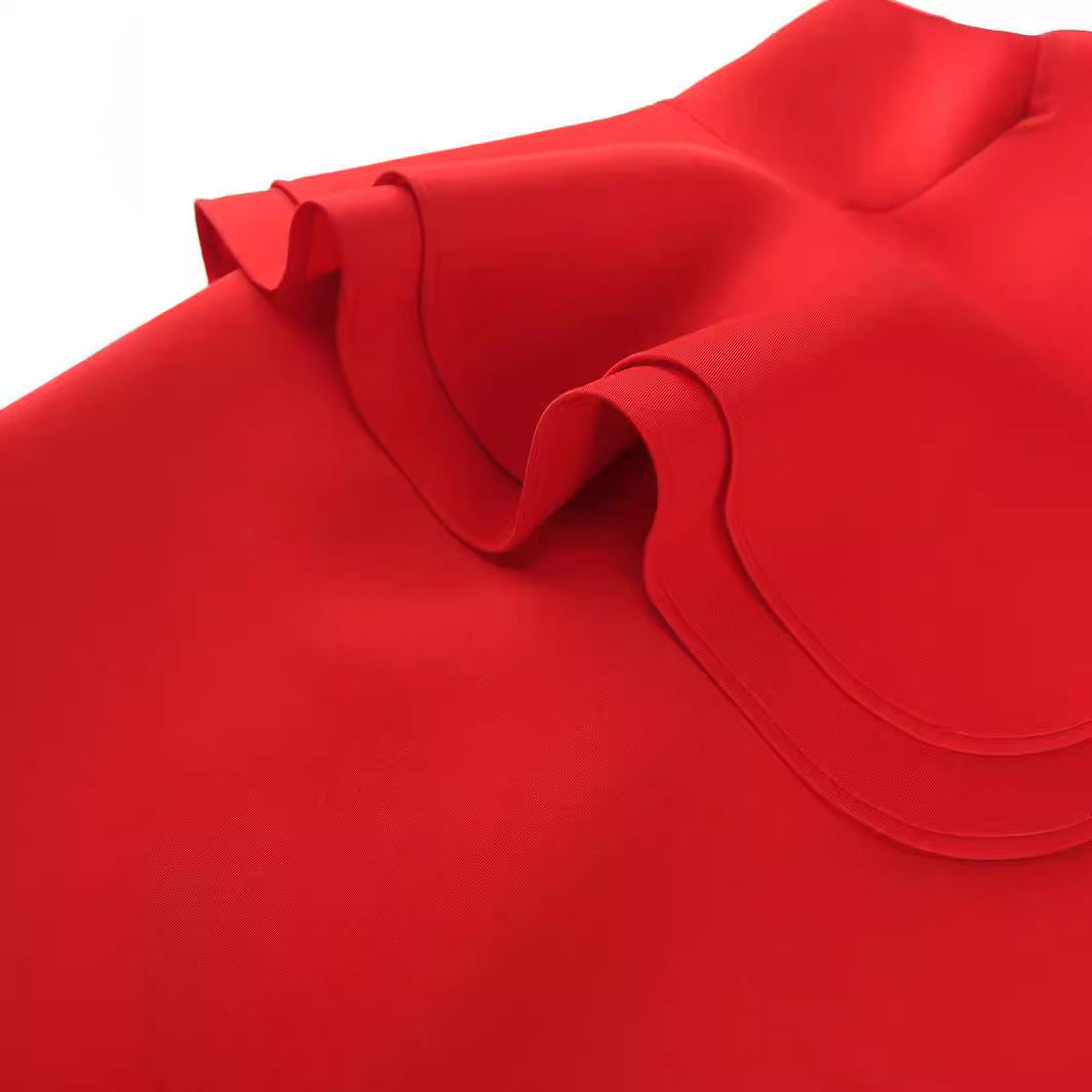 Damen Elegantes Abendkleid mit asymmetrischem Design und Volant Drune