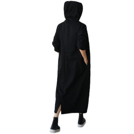 Damen Maxikleid‑Hoodie aus schwerem Sweat mit kastiger Oversize‑Silhouette Drune