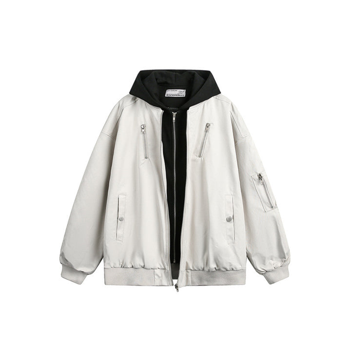 Unisex Boxy Bomberjacke mit integriertem Kapuzenlayer und multifunktionalen Taschen Drune