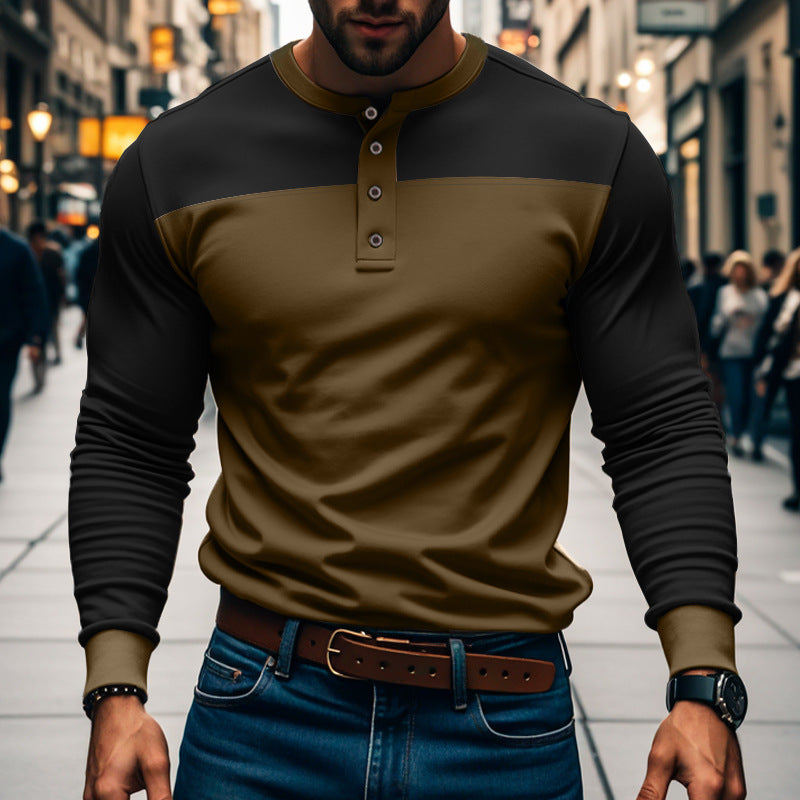 Herren nan funktionales Henley-Langarmshirt mit Raglanärmeln, verstärkter Knopfleiste und tailliertem Schnitt Drune