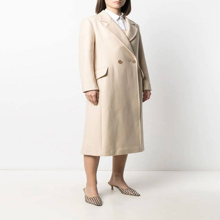 Damen Midilanger Tailoring-Mantel aus Wollmix mit schmalem Revers und kaschierendem Fall Drune
