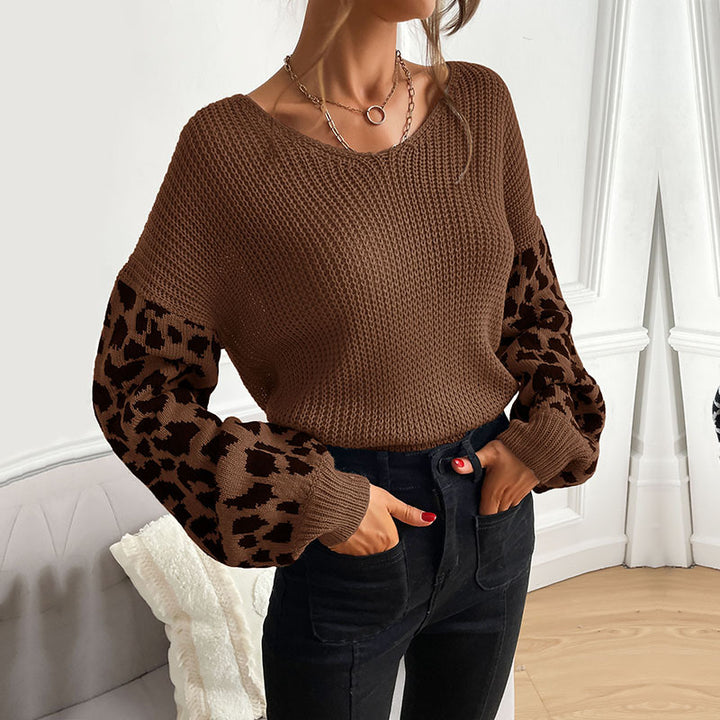 Damen Stylish Rippstrickpullover mit Karomuster Drune