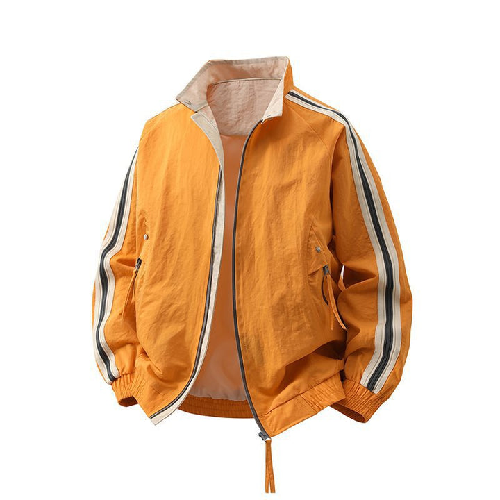 Herren Modische Sportjacke mit hohem Kragen und Kontraststreifen Drune