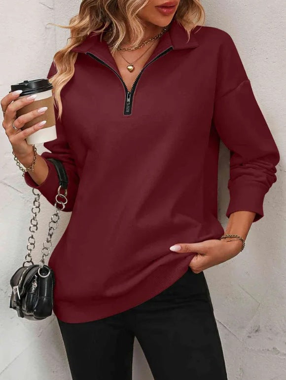 Damen Sweatshirt mit halbem Reißverschluss Drune