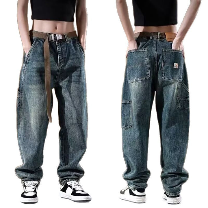 Damen Weite Denim-Hose mit hohen Taschen Drune