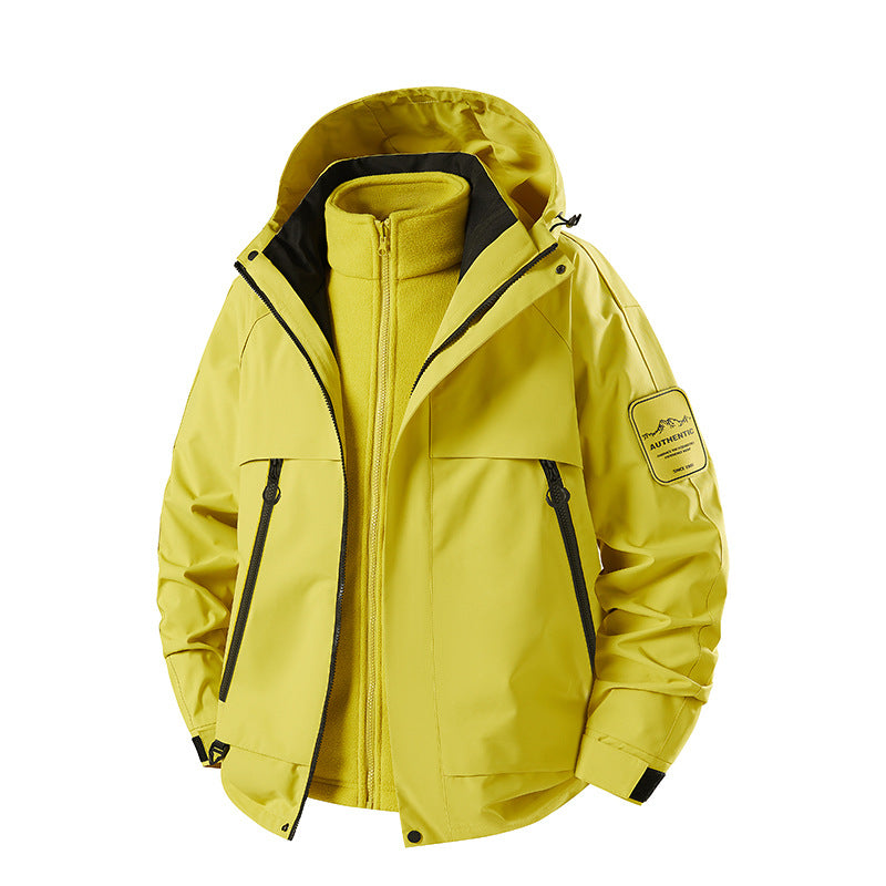 Herren multifunktionale Wasserfeste Softshell-Regenjacke mit abnehmbarer Fleece-Innenjacke Drune