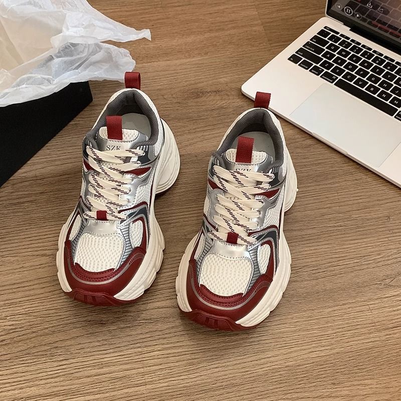Damen Voluminöse Chunky‑Sneaker mit atmungsaktivem Mesh‑PU‑Mix und skulpturierter Wedge‑Sohle Drune