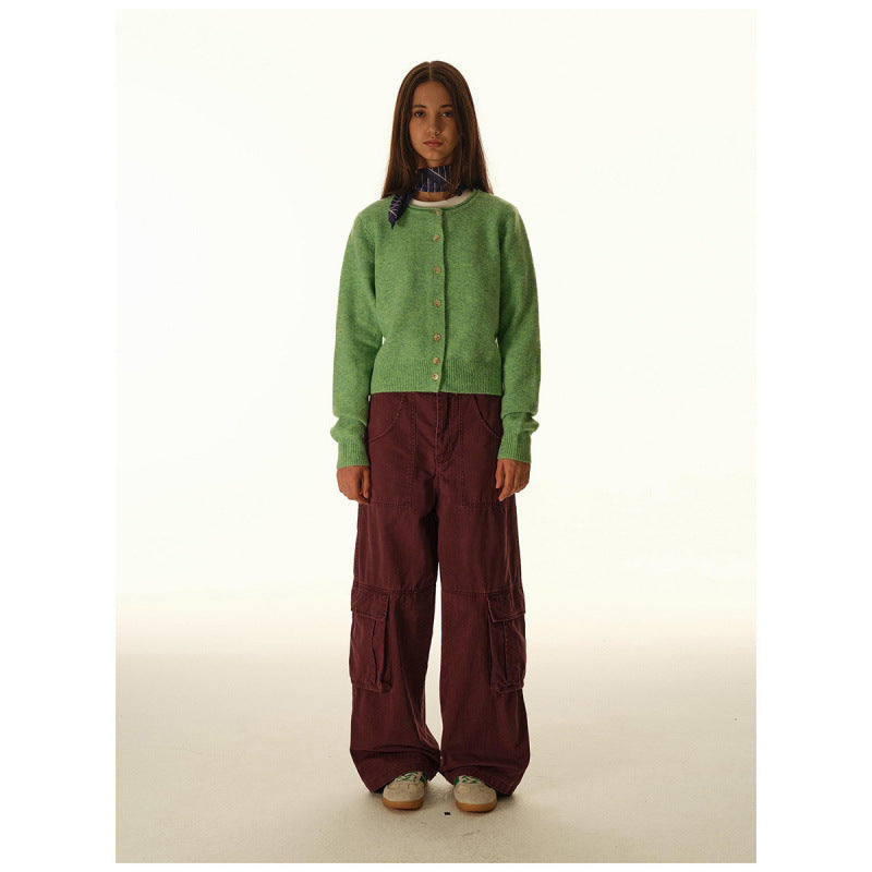 Damen Baggy-Cargo-Hose mit hoher Leibhöhe, großen Klappentaschen und verstärkten Nahtpaneelen Drune