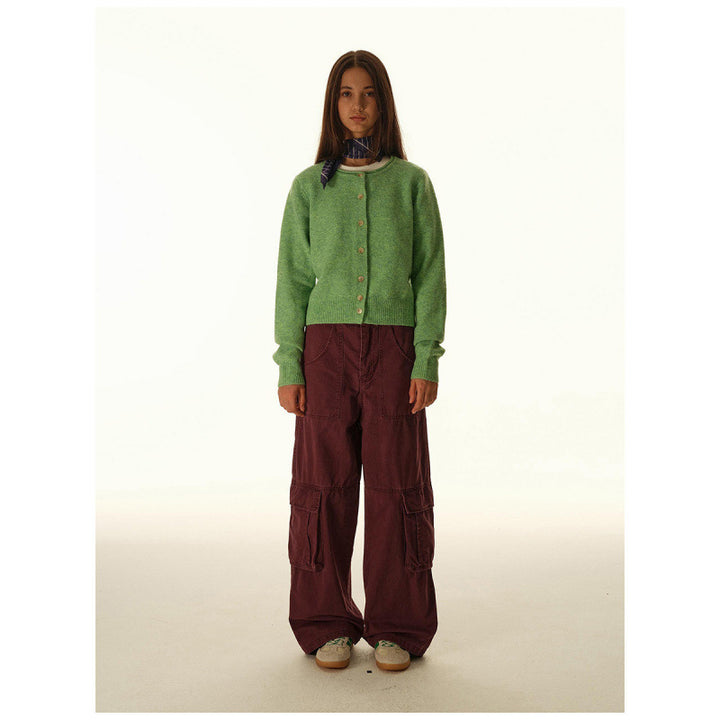 Damen Baggy-Cargo-Hose mit hoher Leibhöhe, großen Klappentaschen und verstärkten Nahtpaneelen Drune