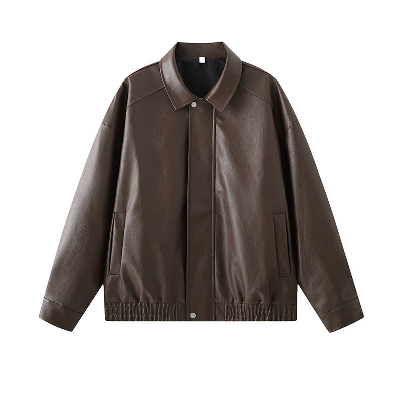 Herren elegante Kunstlederjacke mit elastischem Bund Drune