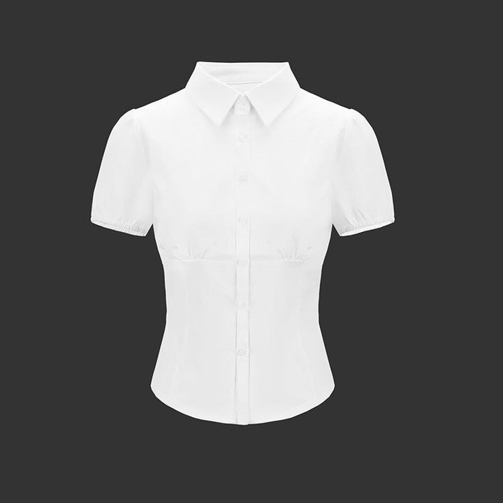 Damen Bluse mit Puffärmeln und taillierter Passform Drune