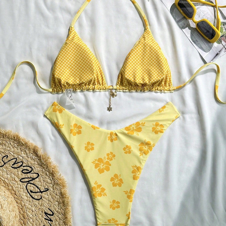 Damen Triangel-Bikini mit verspieltem Blumendesign Drune