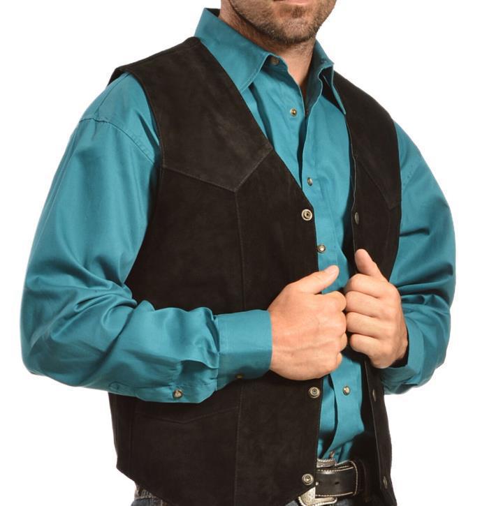 Herren Wildlederweste mit seitlichen Taschen und Druckknopfverschluss Drune