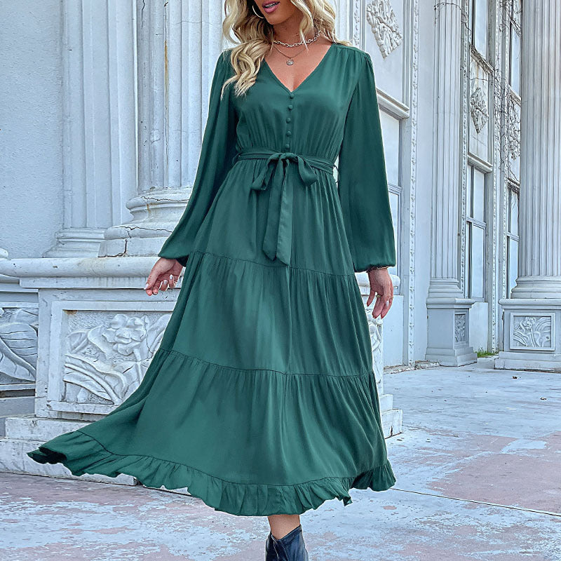 Damen Lange Bluse mit Taillengürtel Drune