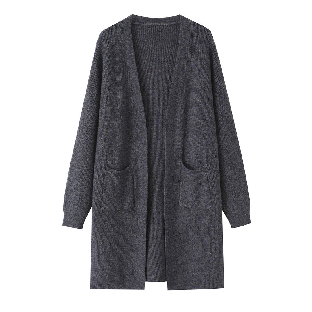 Damen Langer Oversize Strickcardigan mit aufgesetzten Taschen Drune