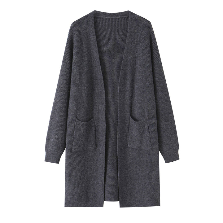 Damen Langer Oversize Strickcardigan mit aufgesetzten Taschen Drune