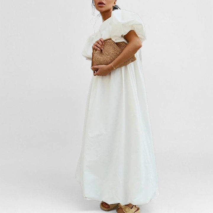 Damen Maxikleid mit voluminösen Ärmeln und hohem Taillenansatz Drune