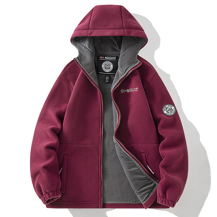 Herren Fleecejacke mit hohem Stehkragen, angerauter Innenseite und verdeckten Reißverschlusstaschen Drune
