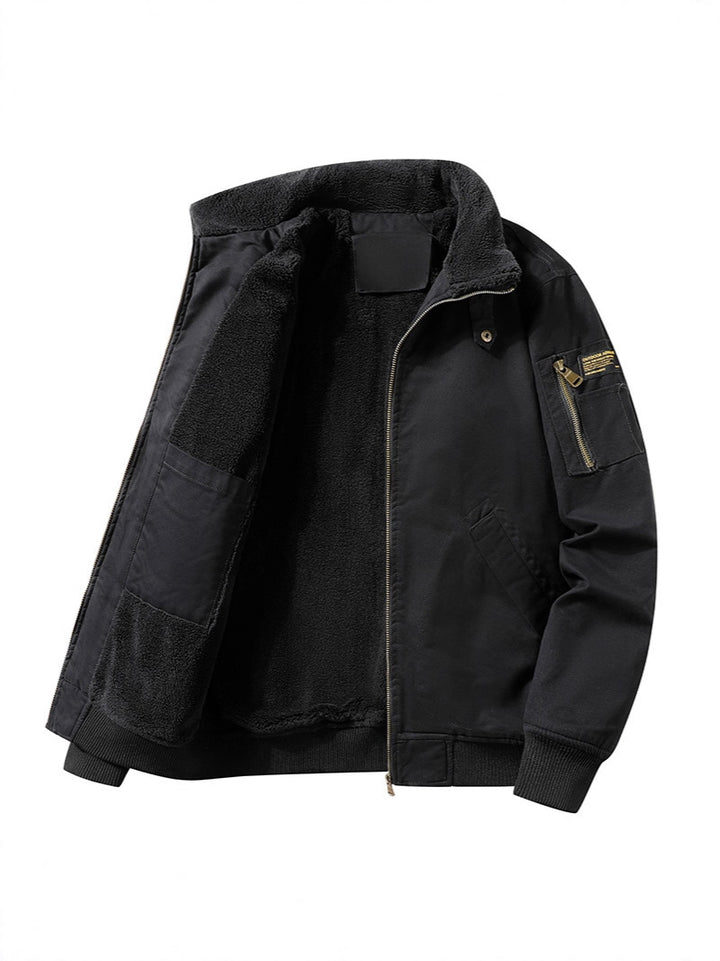 Herren bequeme Fleecejacke mit Kunstfellkragen Drune