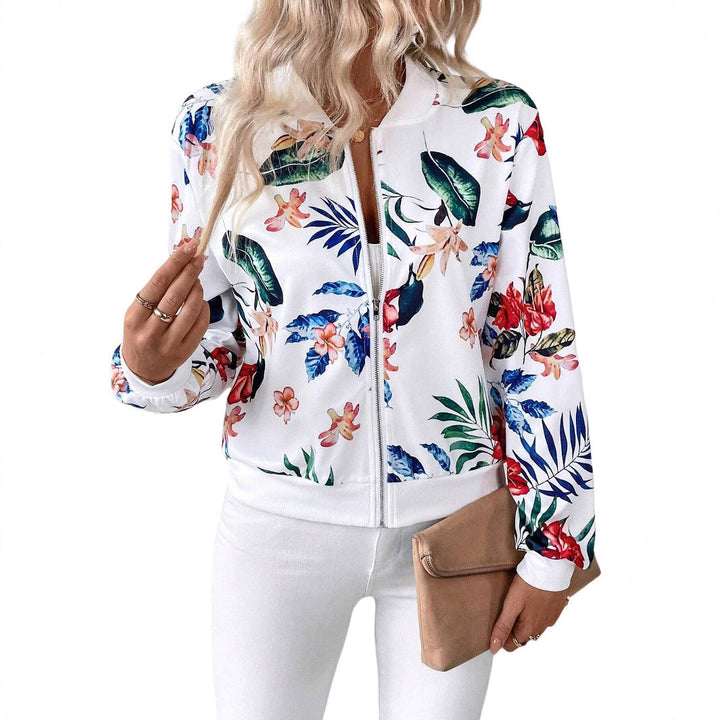 Damen Blumenmuster Bomberjacke Drune