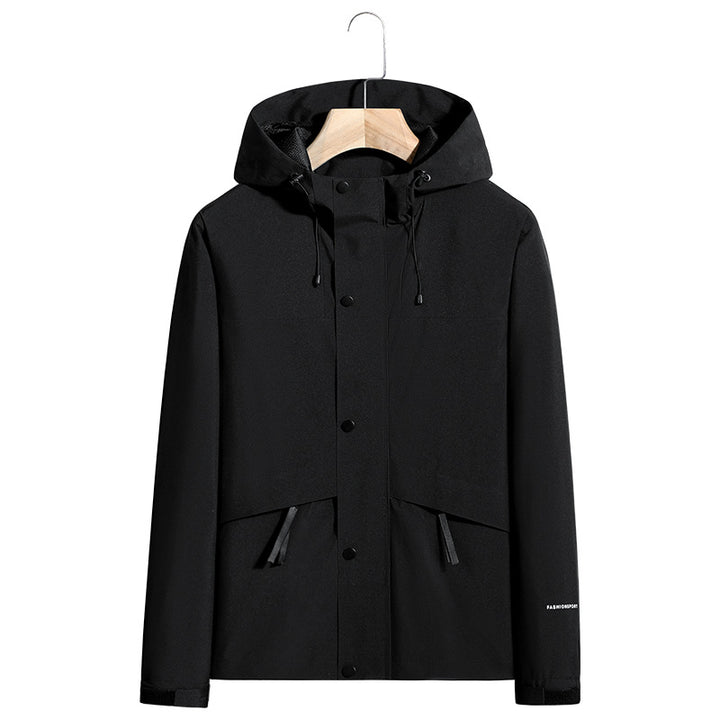 Herren Leichte wasserabweisende Kapuzen-Softshelljacke mit verdeckter Druckknopfleiste und Kordelzug Drune