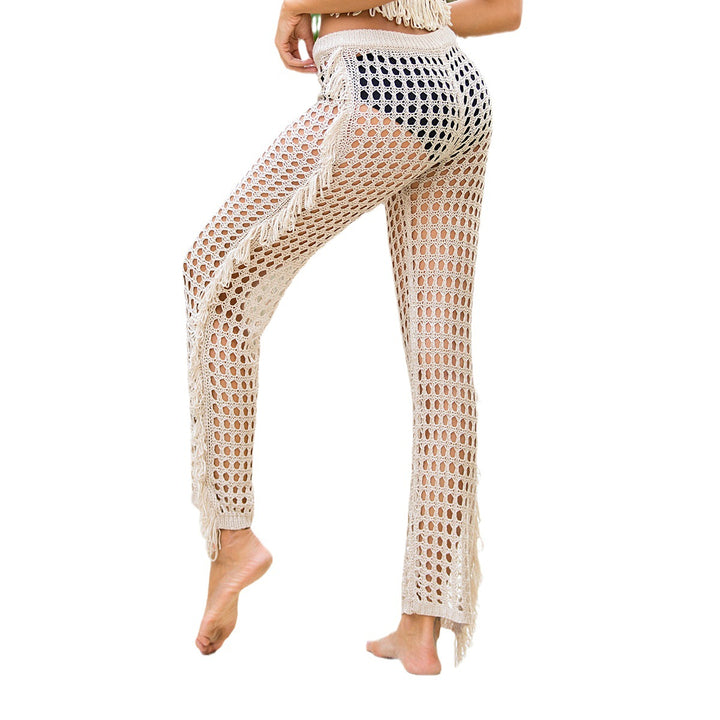 Damen Häkel-Strandhose mit fransigen Details und weitem Schnitt Drune