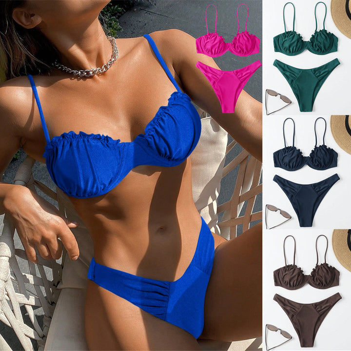 Damen Push-Up-Bikini mit Raffung und verstellbaren Trägern Drune