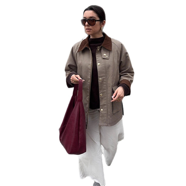 Damen Oversize-Fieldjacke mit Samtkragen und großen Pattentaschen Drune