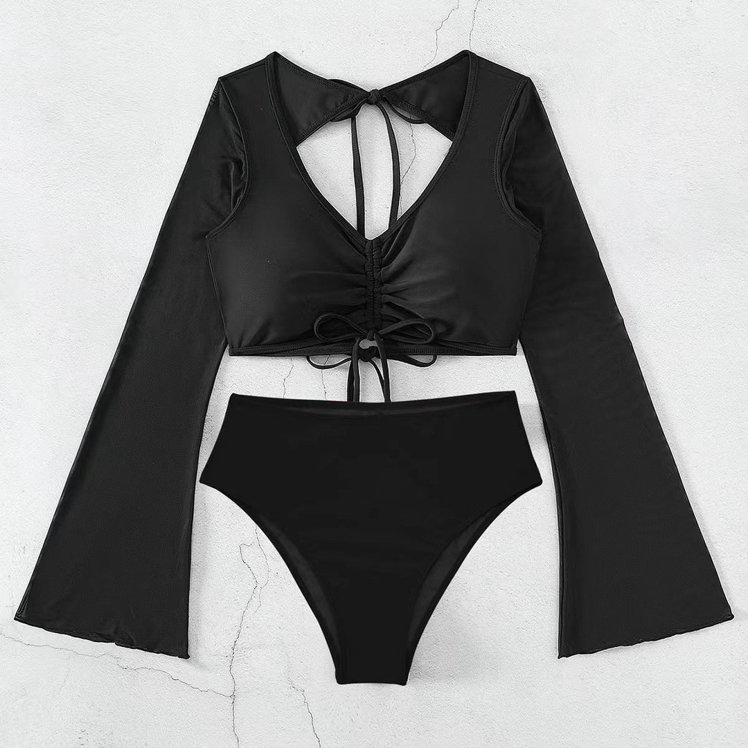 Damen Hochgeschnittener Bikini mit transparenter Blusenoberteil Drune